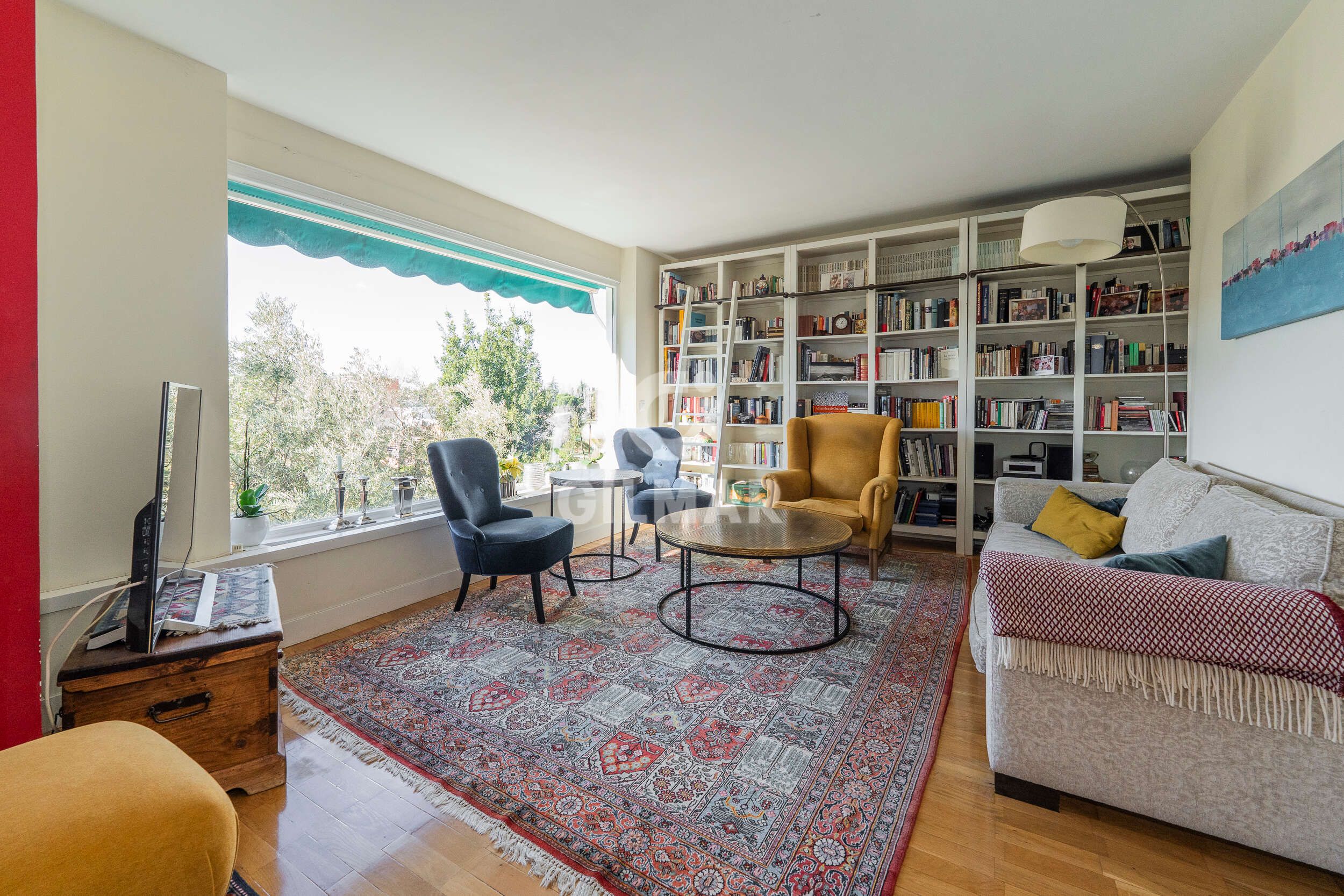Living room of Single-family semi-detached for sale in  Madrid Capital  with Heating, Private garden and Swimming Pool