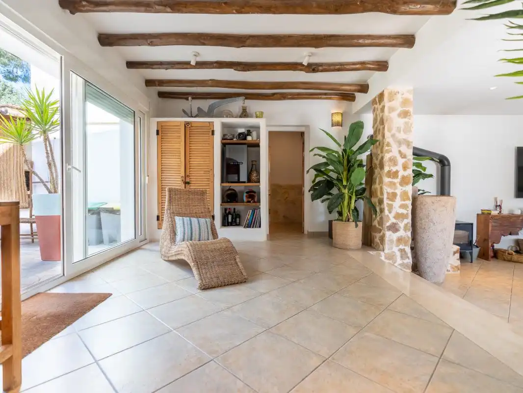 Living room of Houses for sale in Sant Josep de sa Talaia  with Air Conditioner, Heating and Private garden