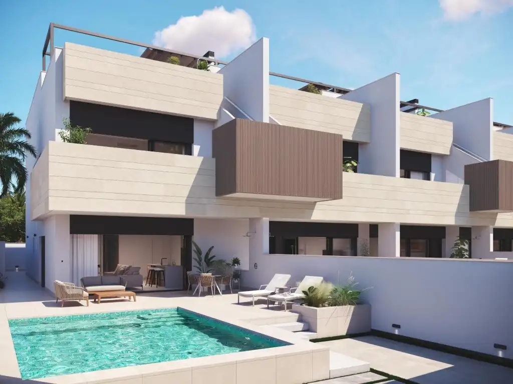 Vista exterior de Casa o xalet en venda en Pilar de la Horadada amb Jardí privat i Piscina