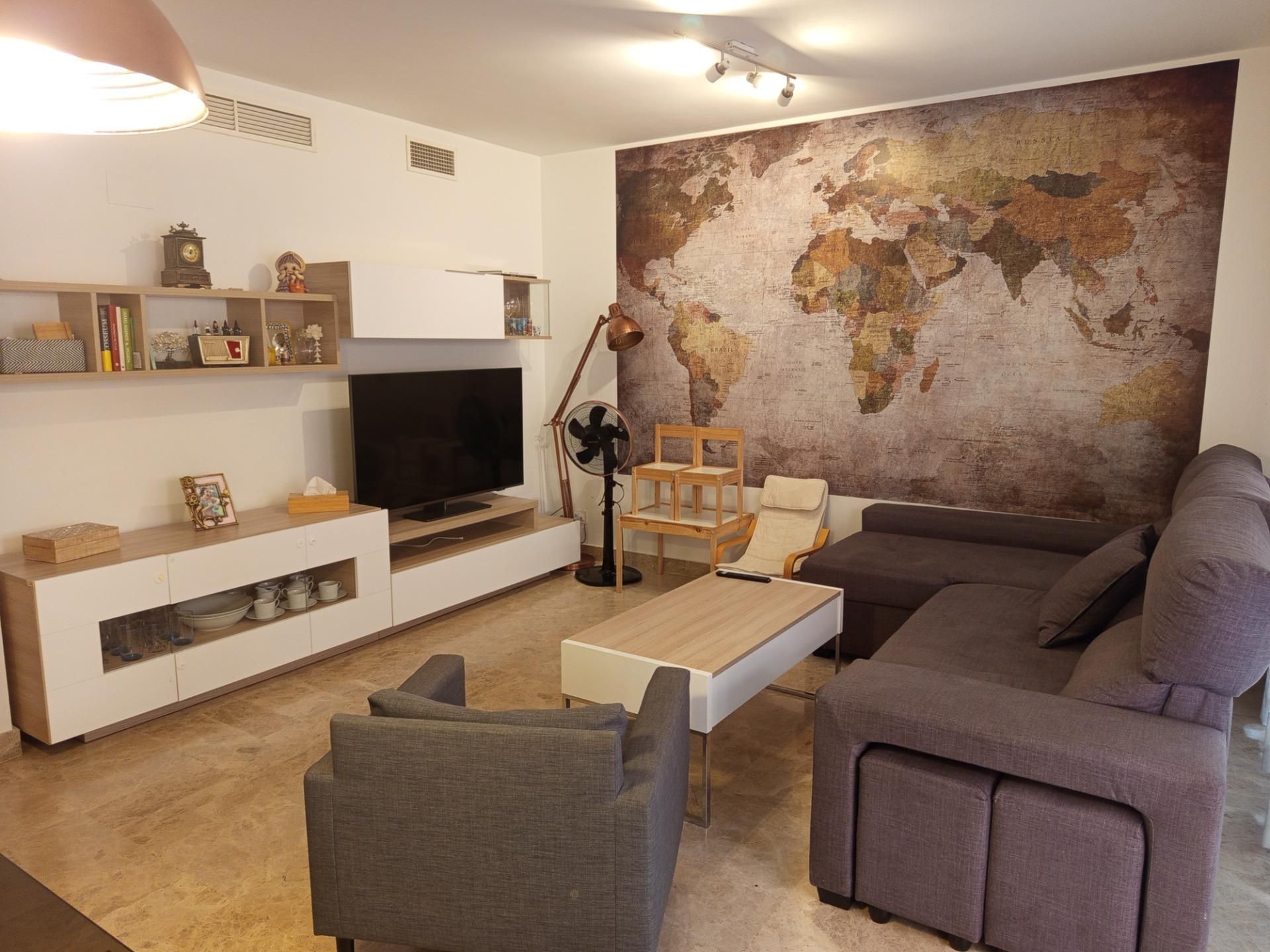 Sala d'estar de Pis en venda en Málaga Capital amb Aire condicionat, Jardí privat i Terrassa