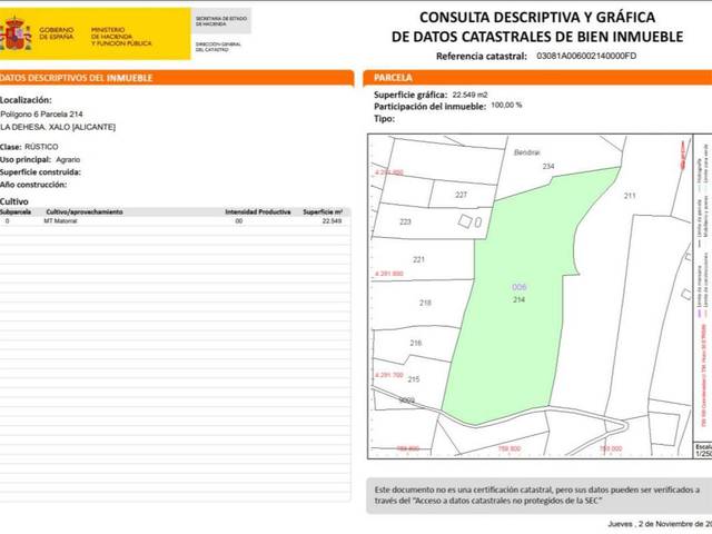 Terreno en Venta en Xaló