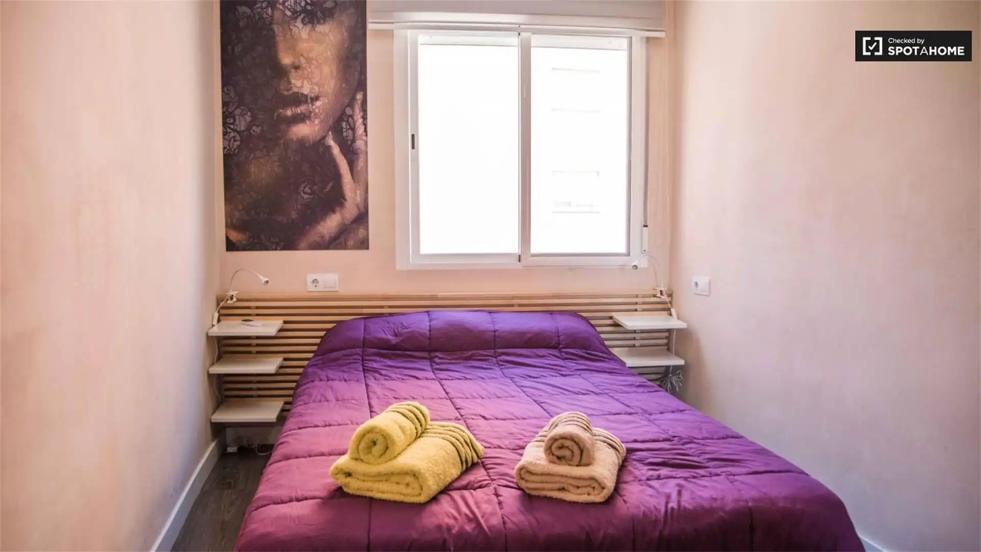 Zimmer in Calle de Cavite, 58, La Malva-rosa Schlafzimmer von Wohnung zur untervermieten in Valencia mit Klimaanlage, Heizung und Parkett
