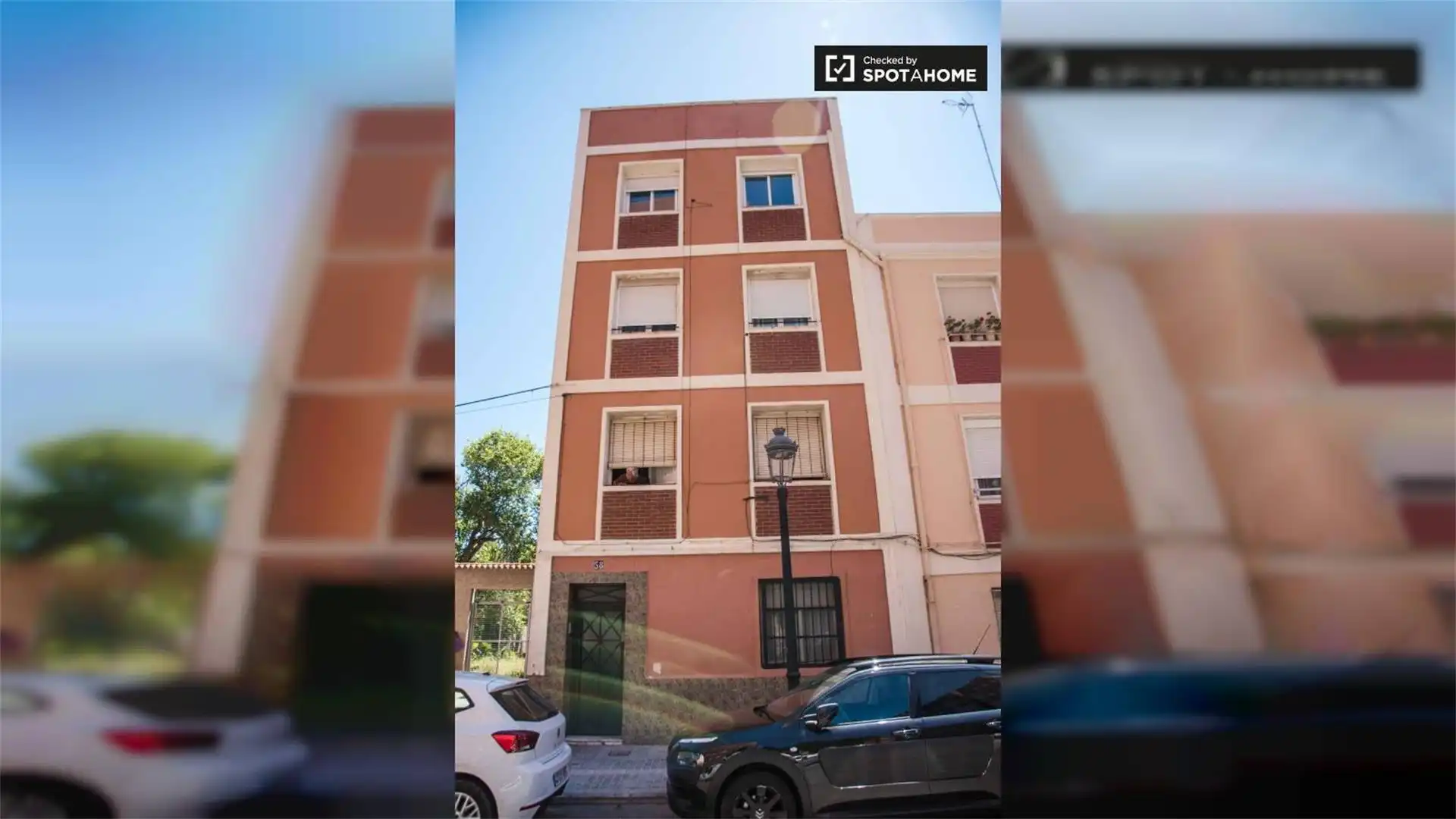 Zimmer in Calle de Cavite, 58, La Malva-rosa Außenansicht von Wohnung zur untervermieten in Valencia mit Klimaanlage, Heizung und Parkett
