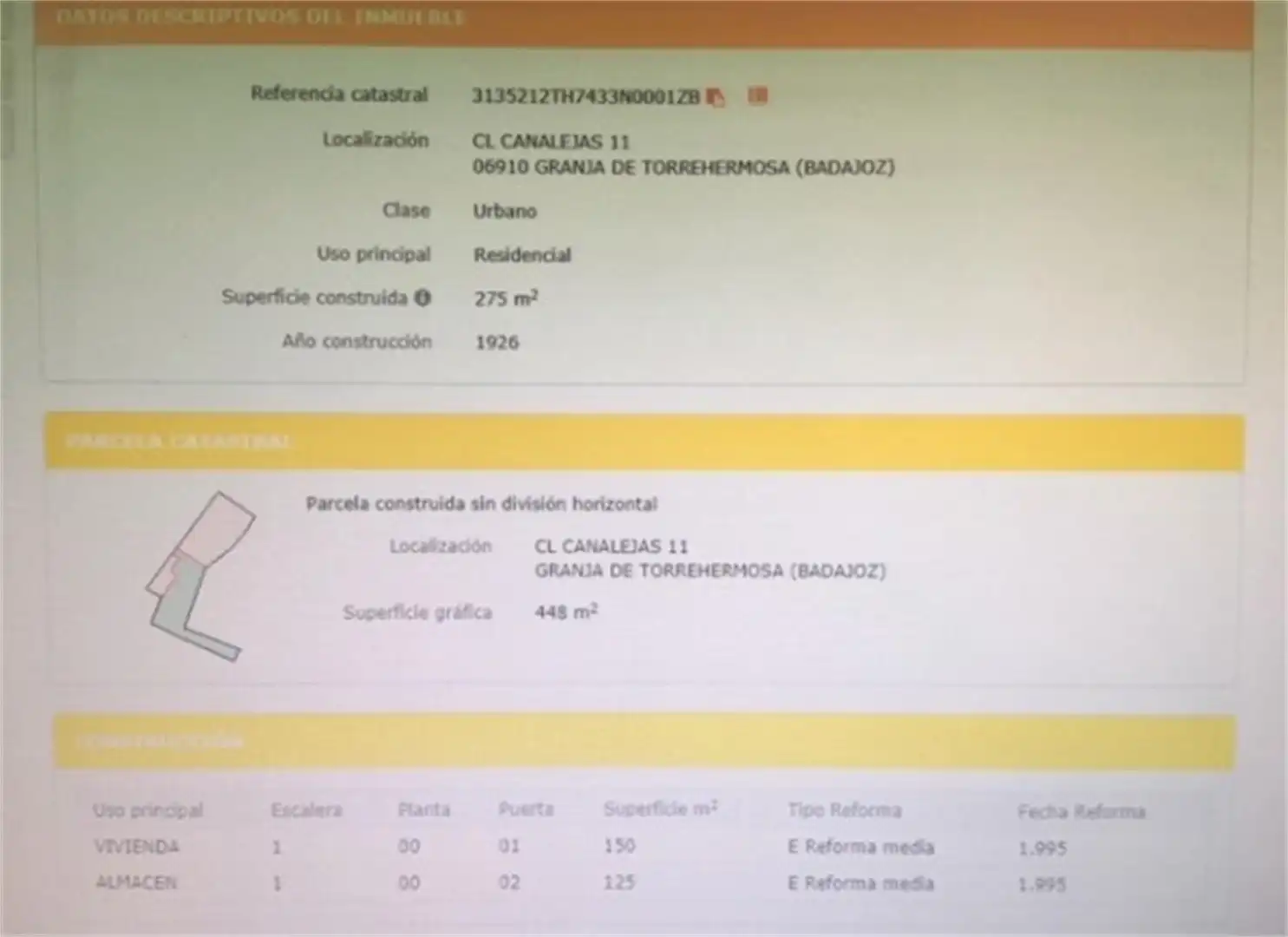 Finca rústica en venta en Granja de Torrehermosa