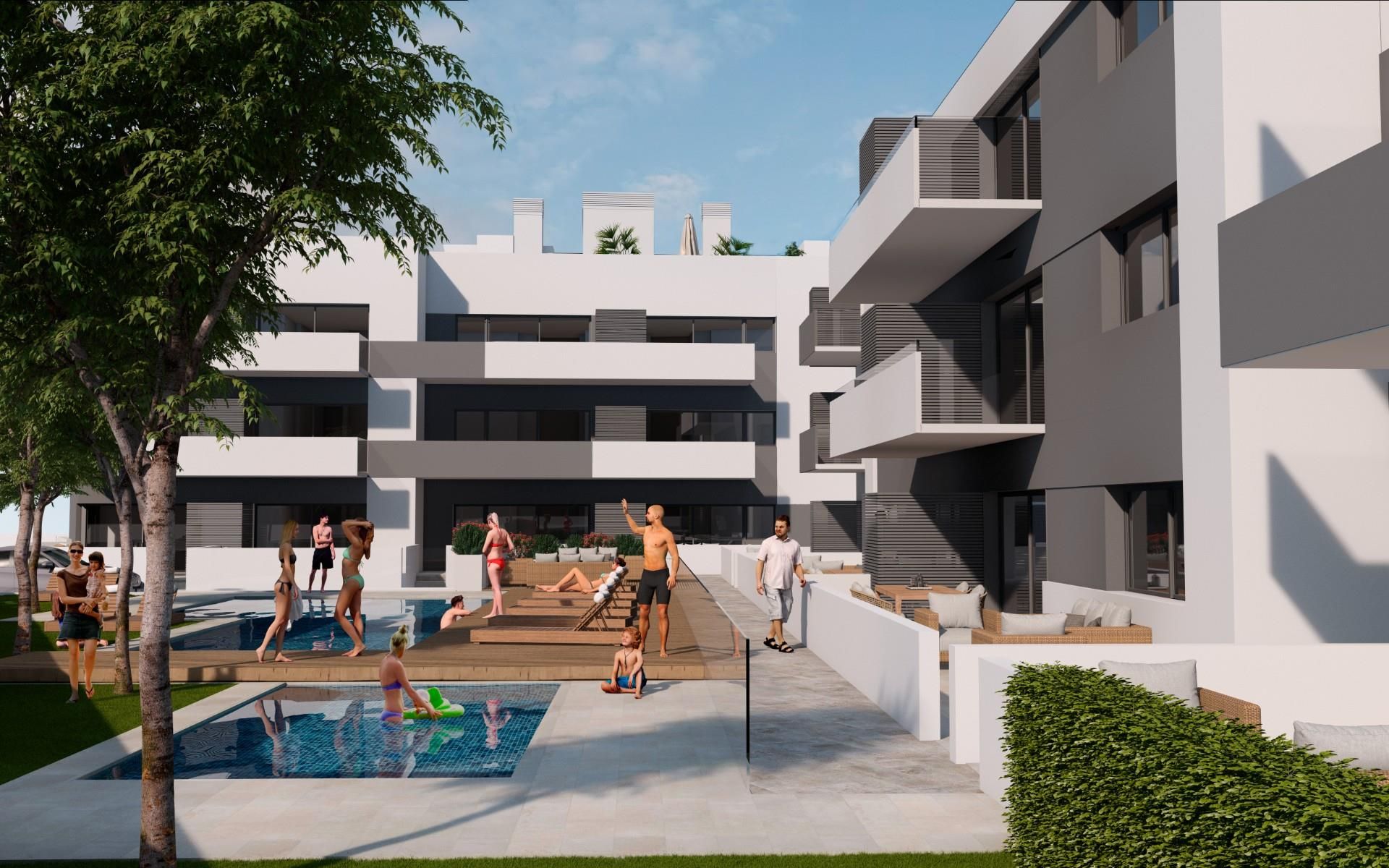 Exterior view of Flat for sale in Cubelles  with Air Conditioner, Terrace and Swimming Pool