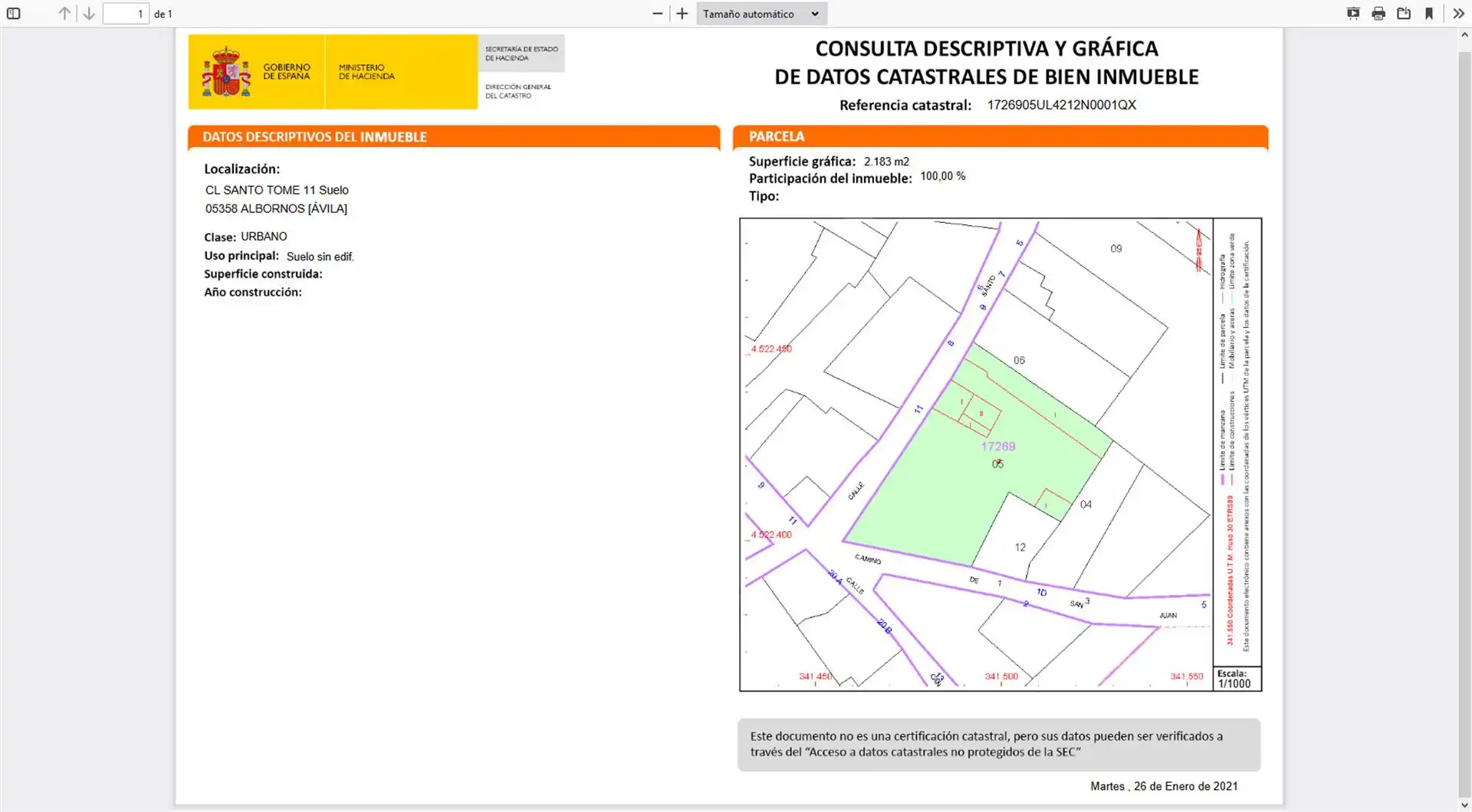 Terreno en venta en Albornos