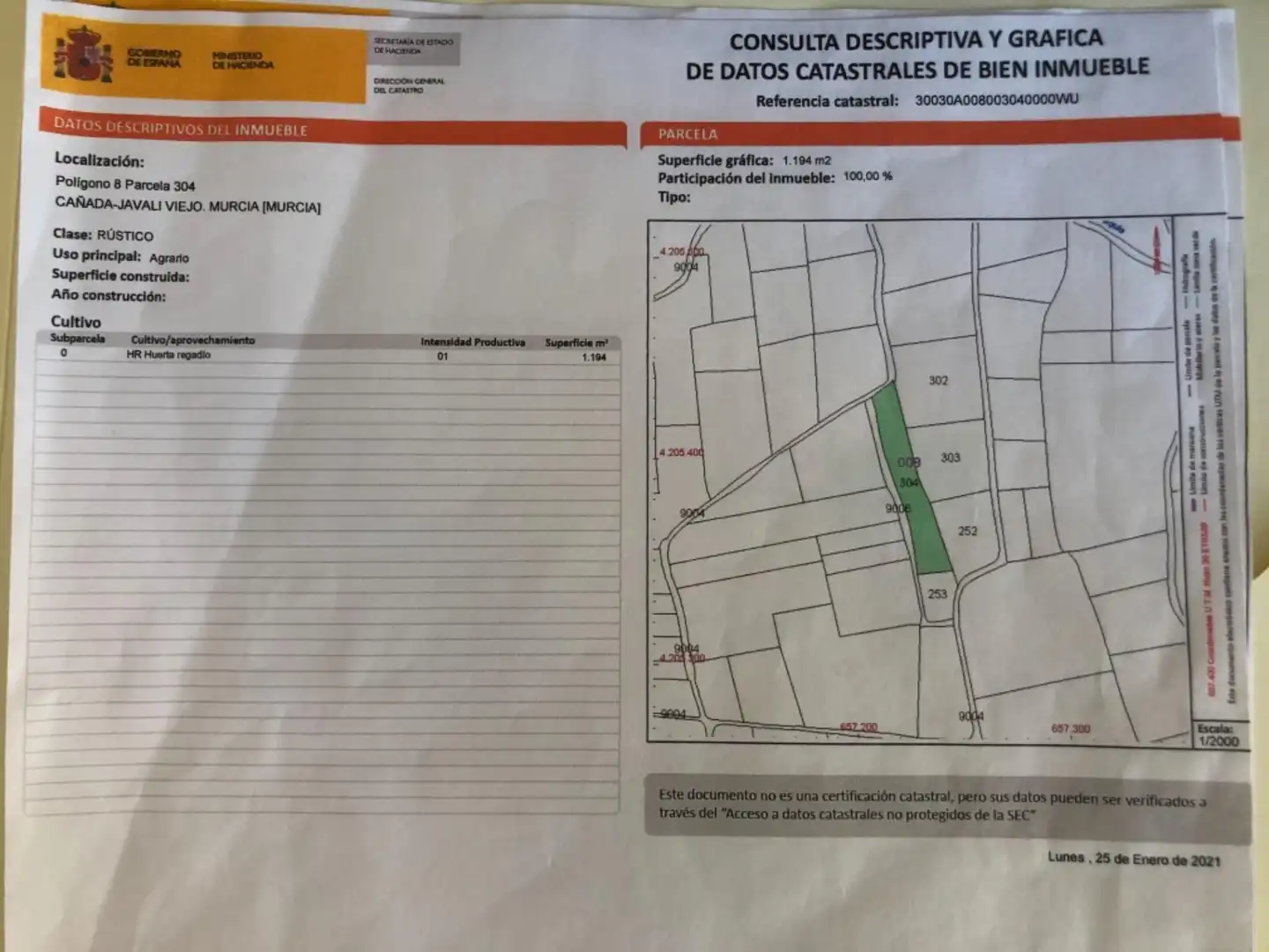 No Urbanizable en venta en Calle San Jerónimo, Javalí Viejo No Urbanizable en venta en Murcia