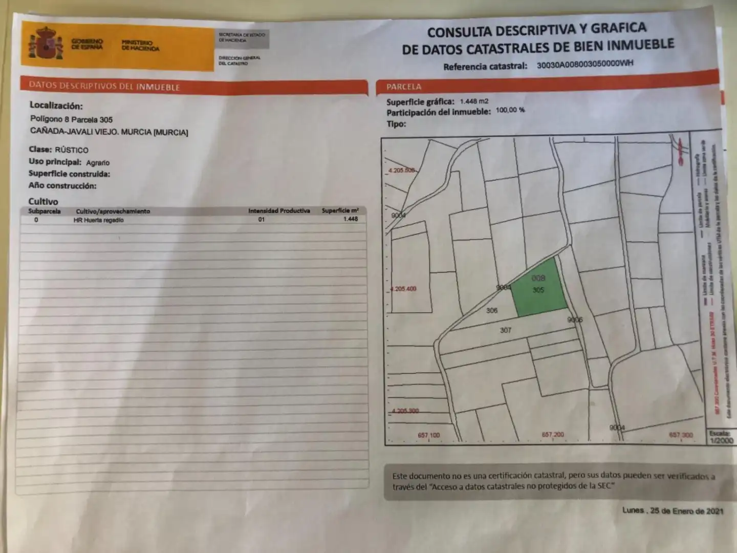 No Urbanizable en venta en Calle San Jerónimo, Javalí Viejo No Urbanizable en venta en Murcia