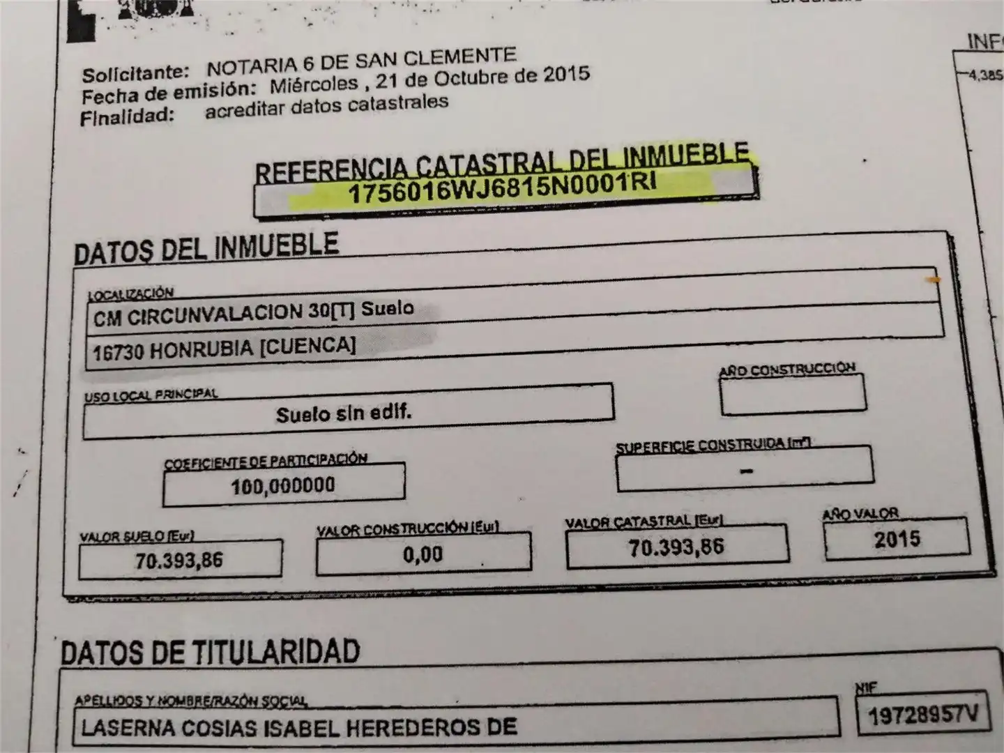 Jardín de Urbanizable en venta en Honrubia