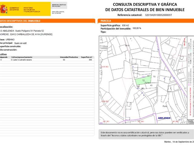 Terreno en Venta en Abelenda, 169 en Carballeda de Avia