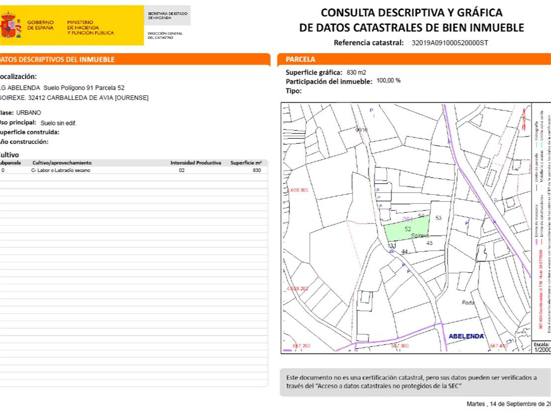 Land for sale in Carballeda de Avia