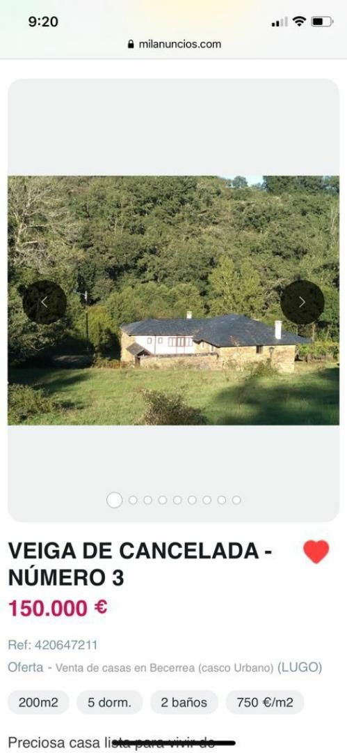 Finca rústica en venda en Becerreá