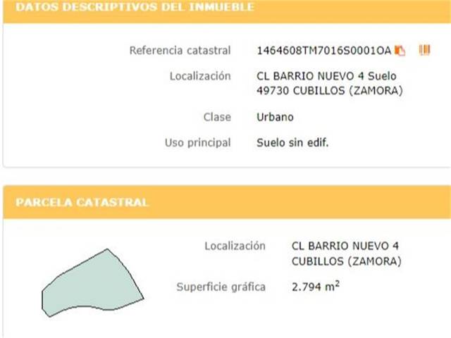 Terreno urbanizable en Venta en Calle Barrionuevo, 4 en Cubillos