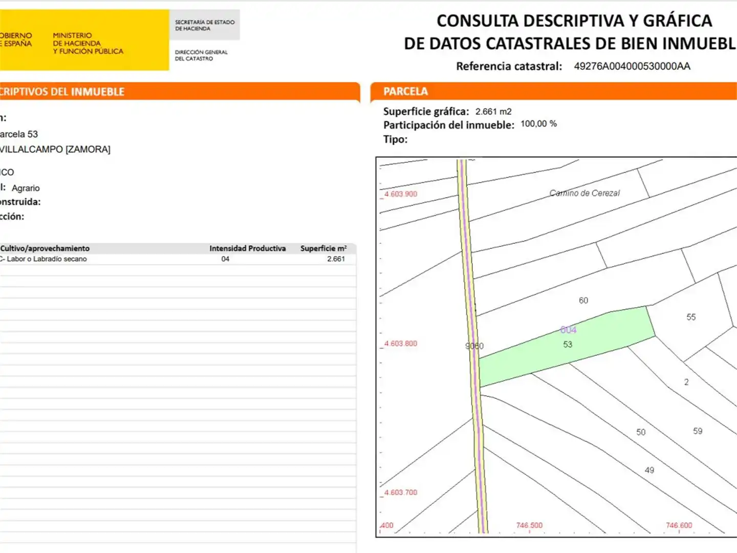 Terreno en venta en Villalcampo