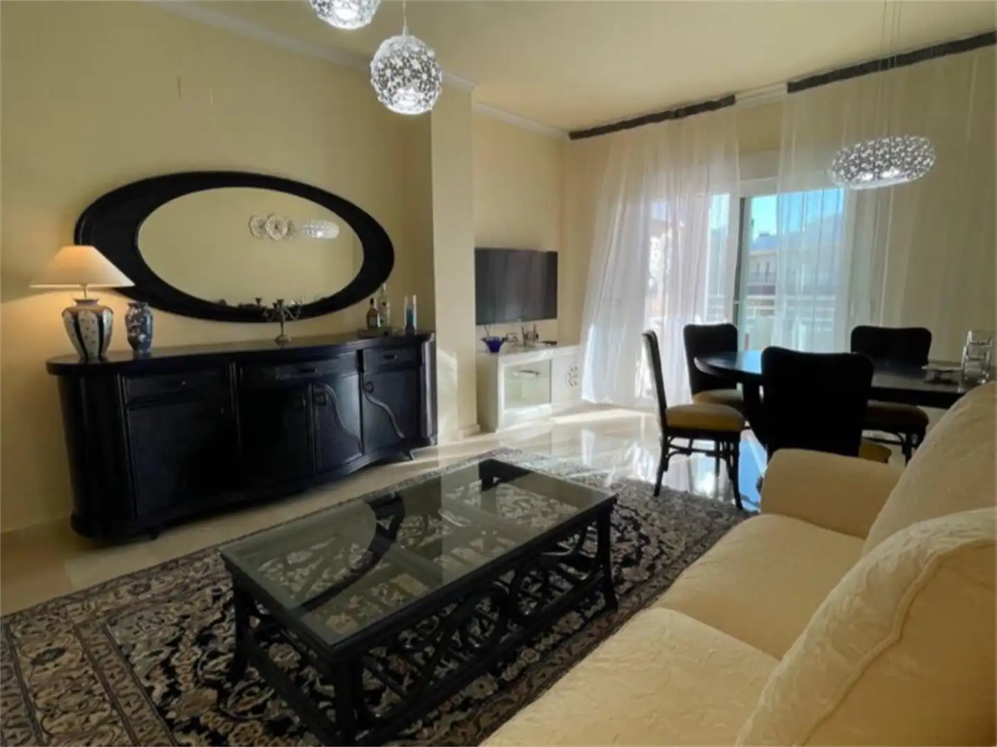 Living room of Apartments for sale in Calpe / Calp  with Air Conditioner, Terrace and Furnished
