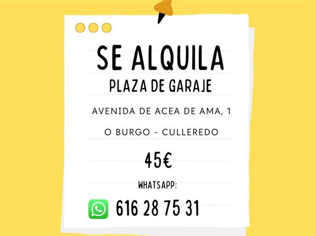 Garaje en Alquiler en Avenida de Acea da Ma en Acea de Ama - O Burgo