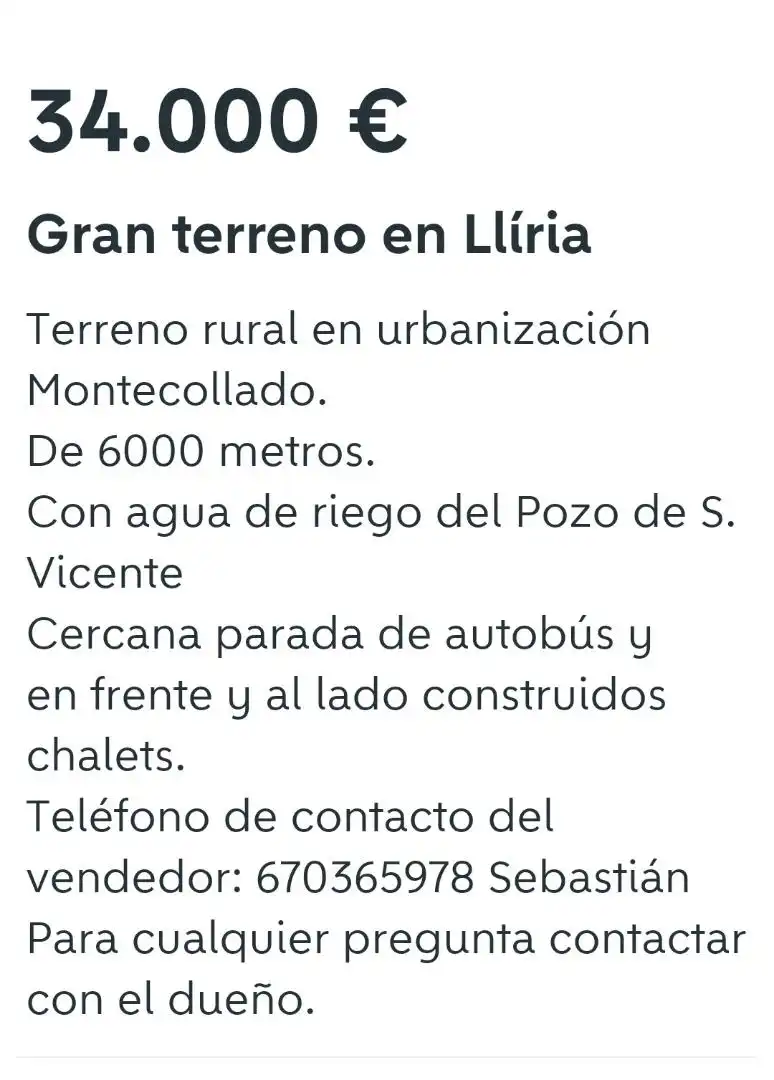 Aparcament de Finca rústica en venda en Llíria