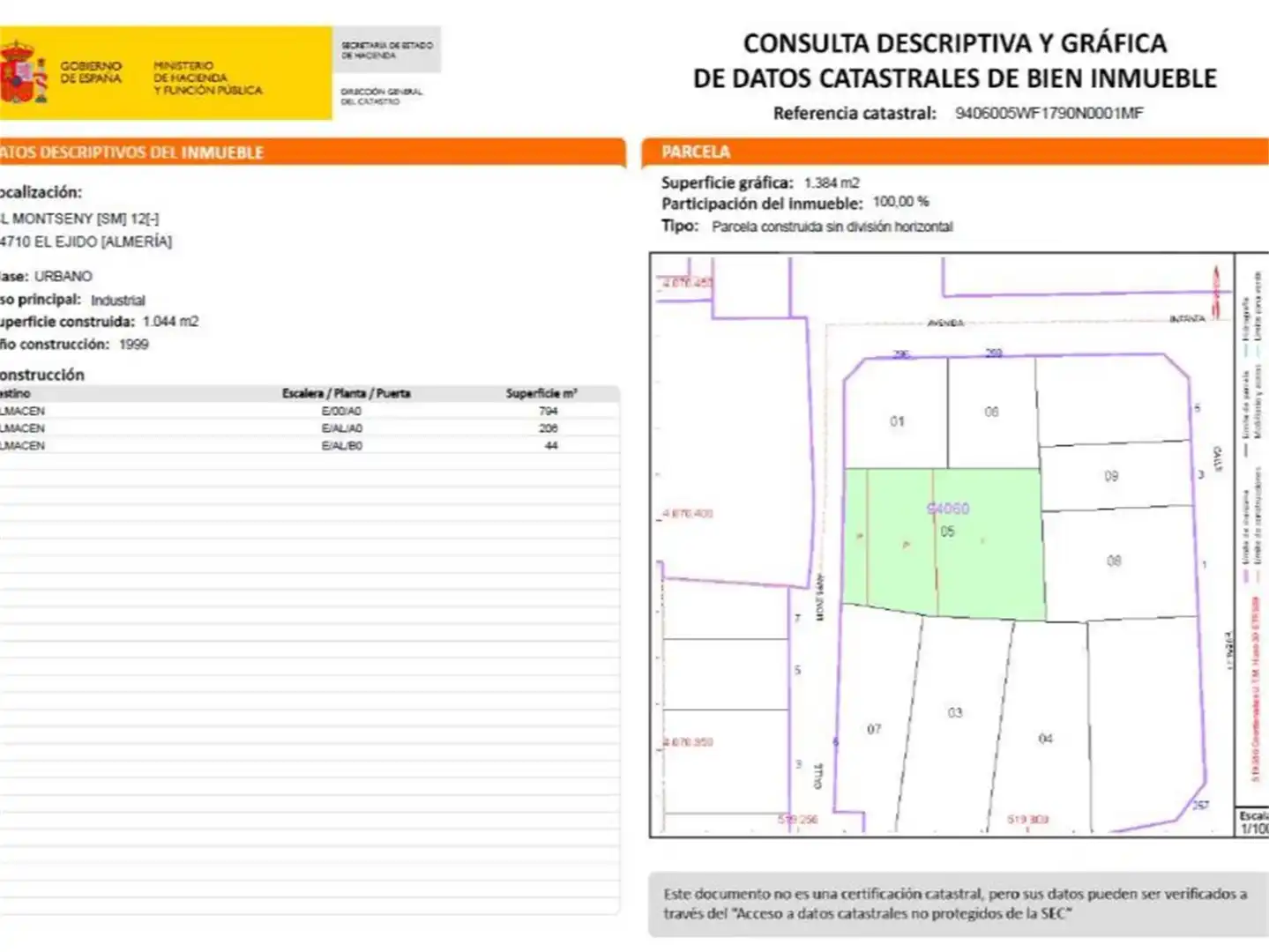 Industrial buildings for sale in Calle Cortadores, Santa María del Águila Industrial buildings for sale in El Ejido with Air Conditioner, Heating and Parquet flooring