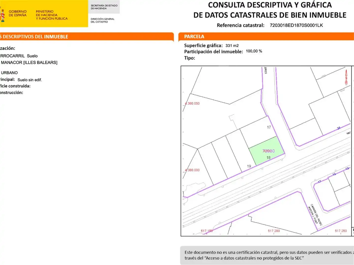 Bebaubares Gelände zum Verkauf in Carrer d'en Miquel Llabrés, 1002, Manacor Centre Bebaubares Gelände zum Verkauf in Manacor