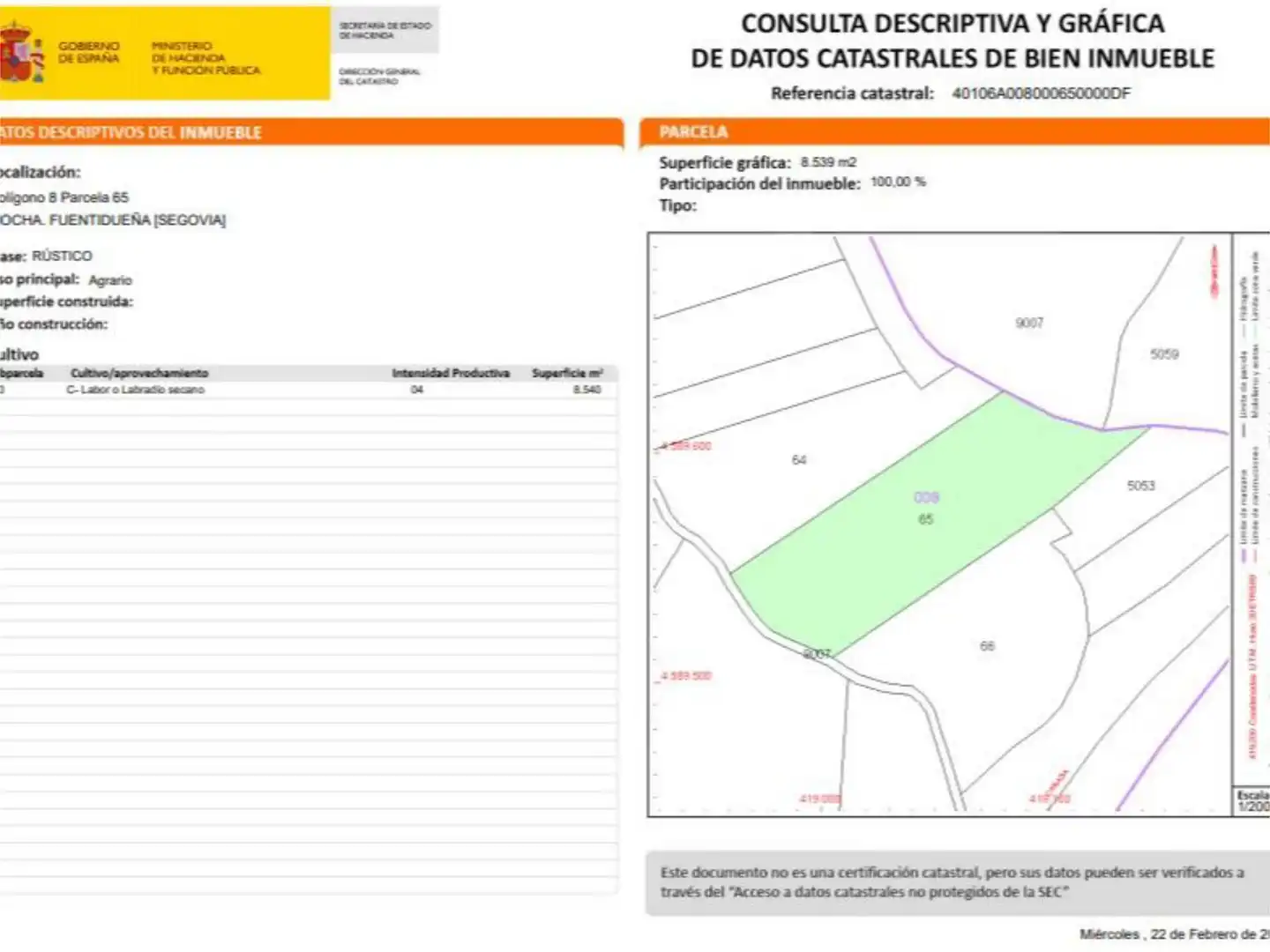 Terreno en venta en Calabazas de Fuentidueña Terreno en venta en Calabazas de Fuentidueña