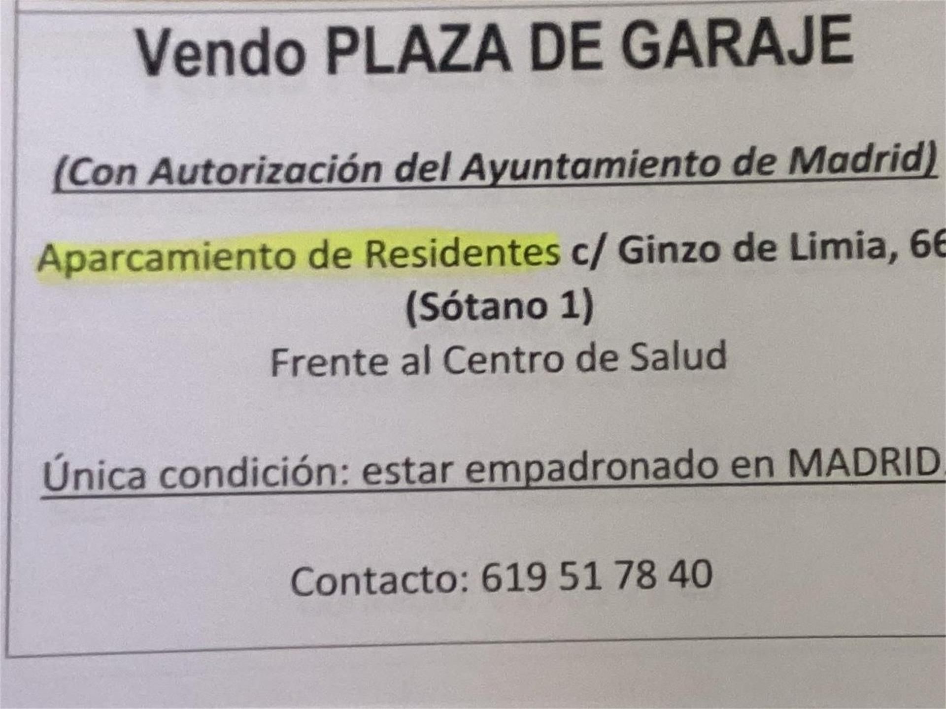 Garatge en venda a Calle de Ginzo de Limia, 66, La Paz Vista exterior de Garatge en venda en Madrid Capital