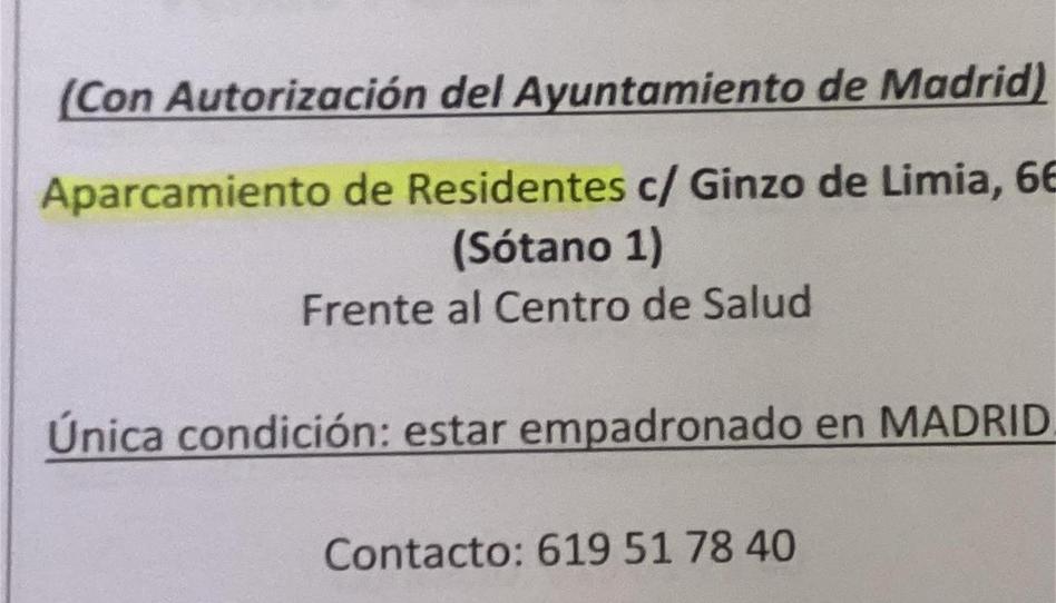 Garatge en venda a Calle de Ginzo de Limia, 66, La Paz, Madrid - imatge 1 Foto 1 de Garatge en venda a Calle de Ginzo de Limia, 66, La Paz, Madrid