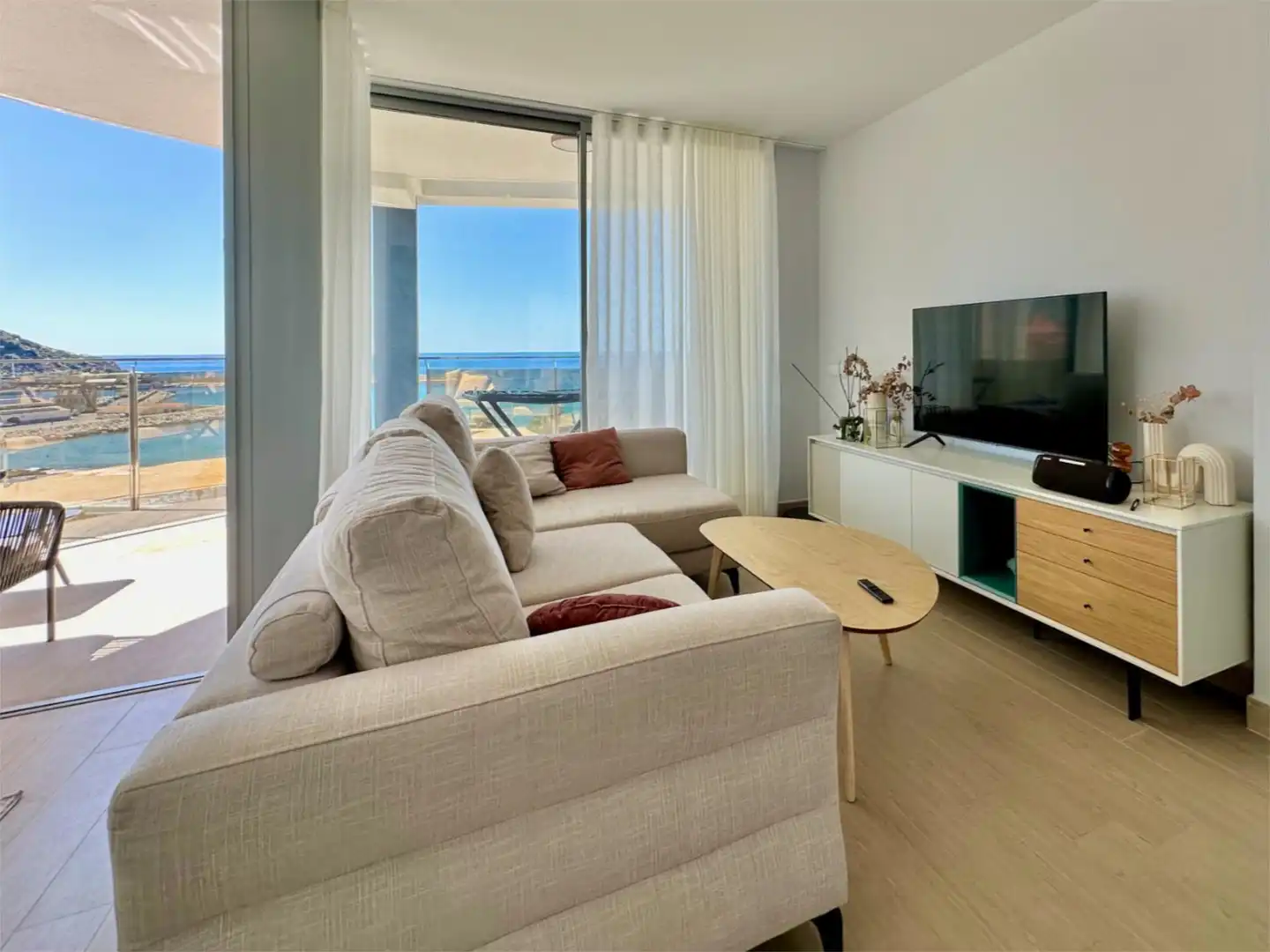 Sala de estar de Apartamento en venta en Calpe / Calp con Aire acondicionado, Calefacción y Terraza