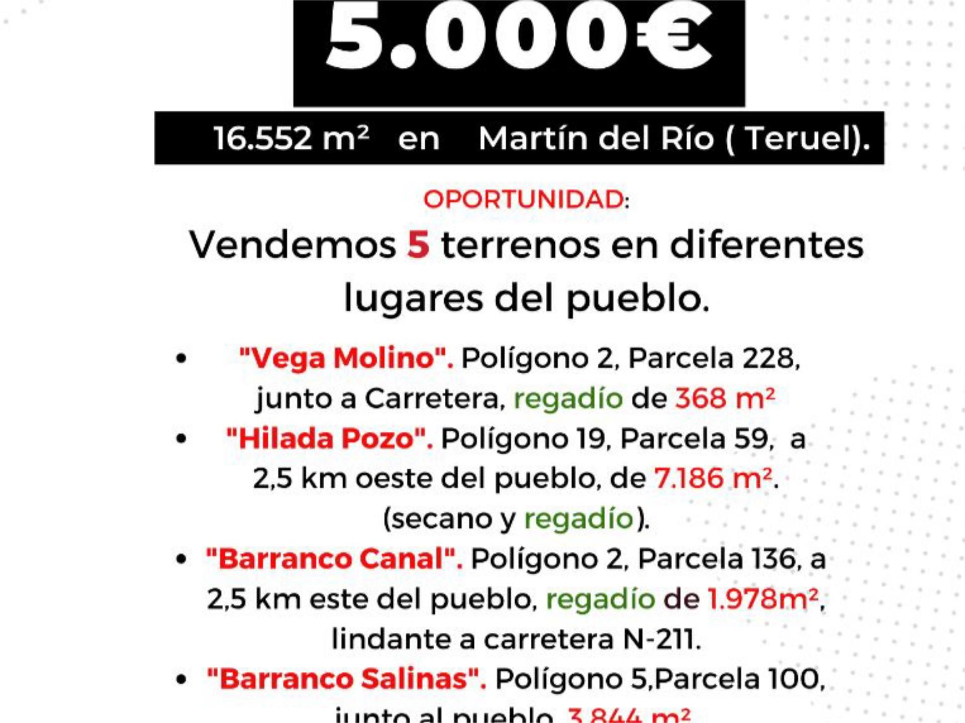 Land for sale in Martín del Río