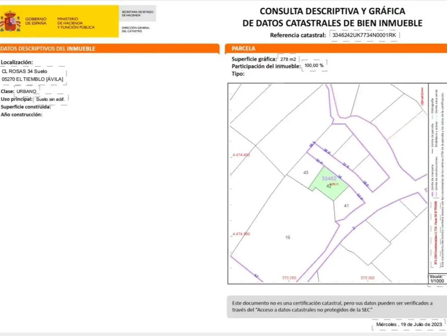 Constructible Land for sale in Calle Rosas, 34, El Tiemblo Constructible Land for sale in El Tiemblo