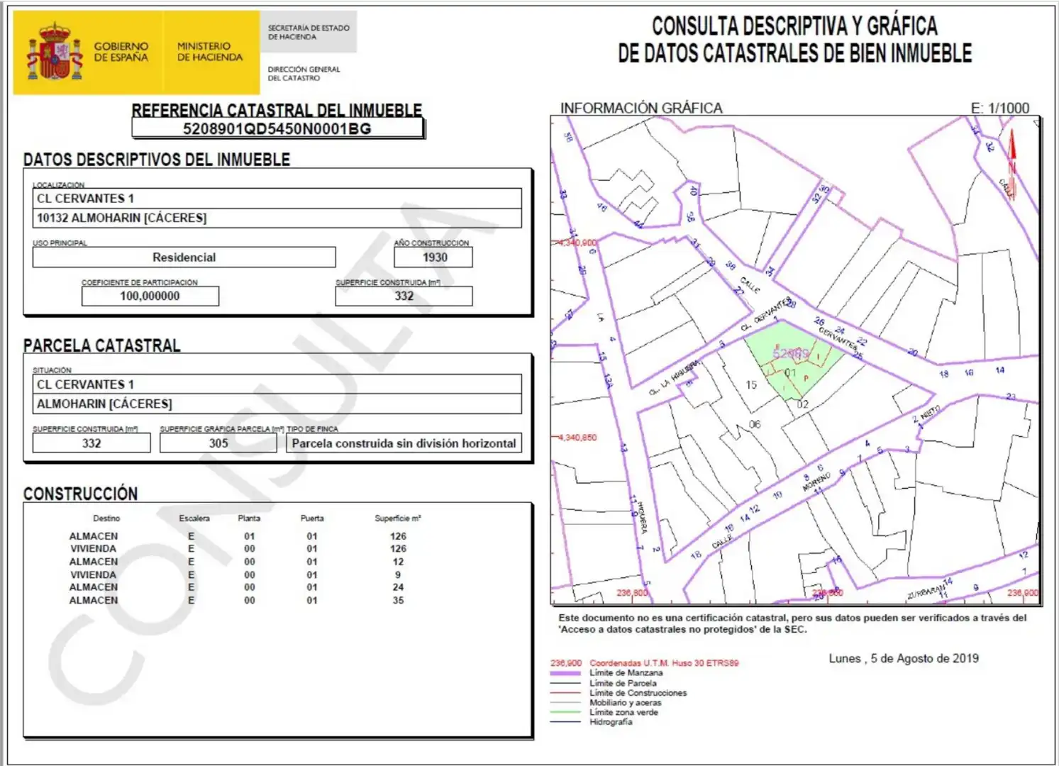 Land for sale in Almoharín