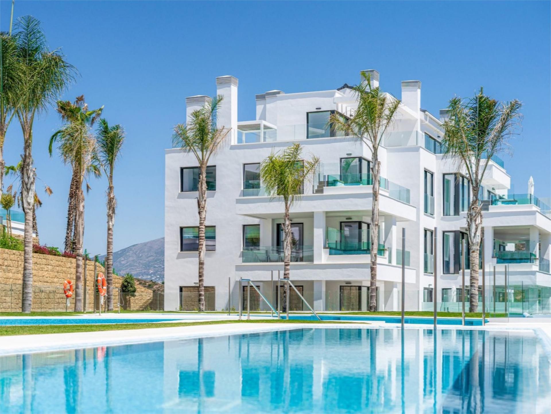 Exterior view of Flat for sale in Mijas  with Air Conditioner, Terrace and Swimming Pool