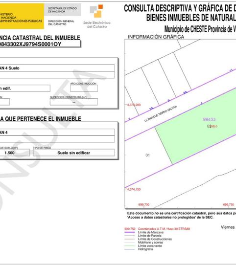 Foto 2 de Terreno en venta en Calle Enrique Tierno Galvan, 4, Cheste, Valencia