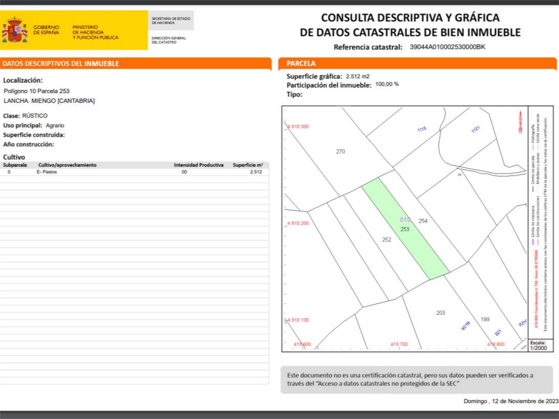 Land for sale in Miengo