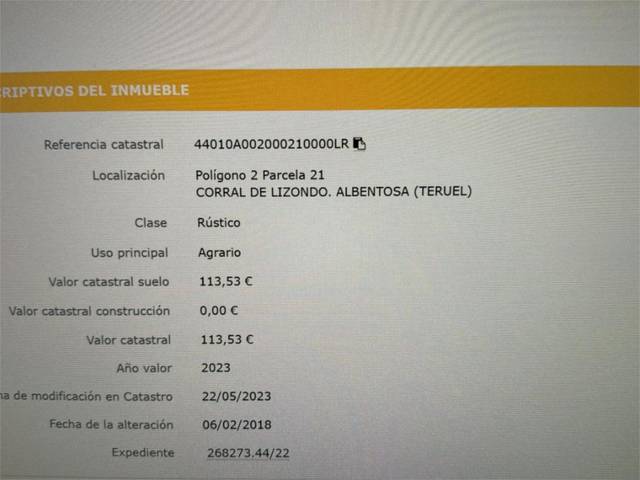 Terreno en Venta en Calle Barrio Alto, 17B en Albentosa