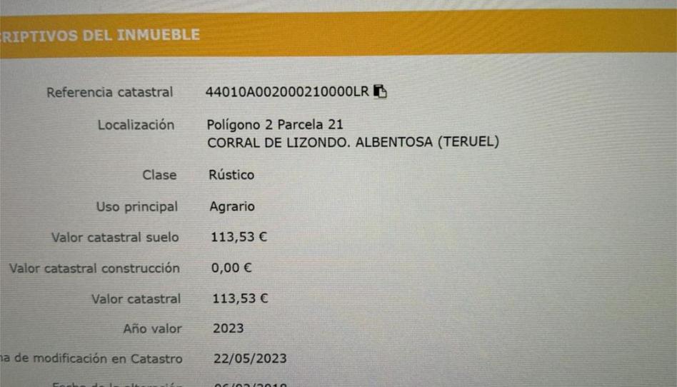 Photo 1 of Land for sale in San Agustín, Teruel