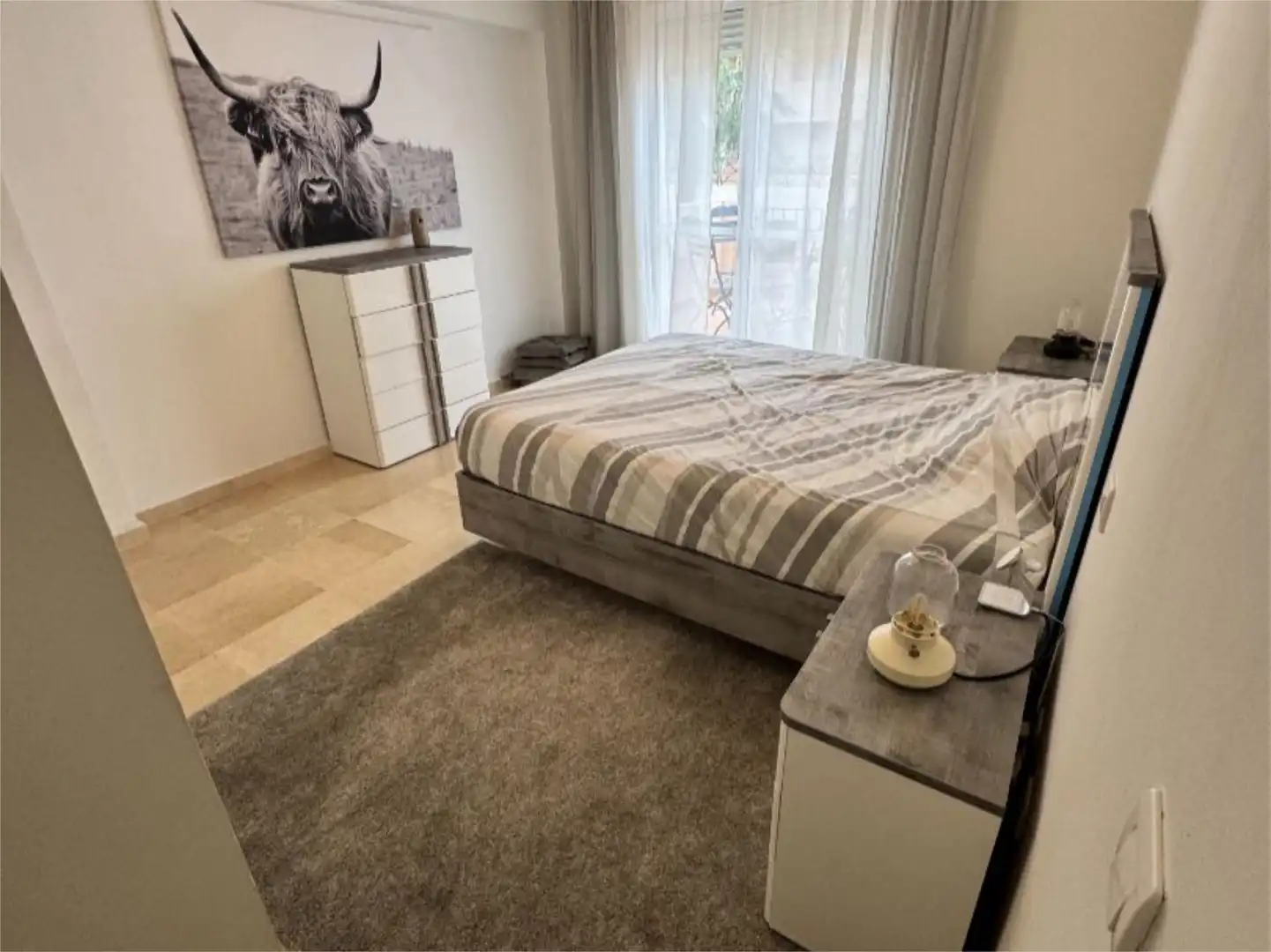 Schlafzimmer von Wohnung zur Miete in Manilva mit Klimaanlage, Heizung und Privatgarten