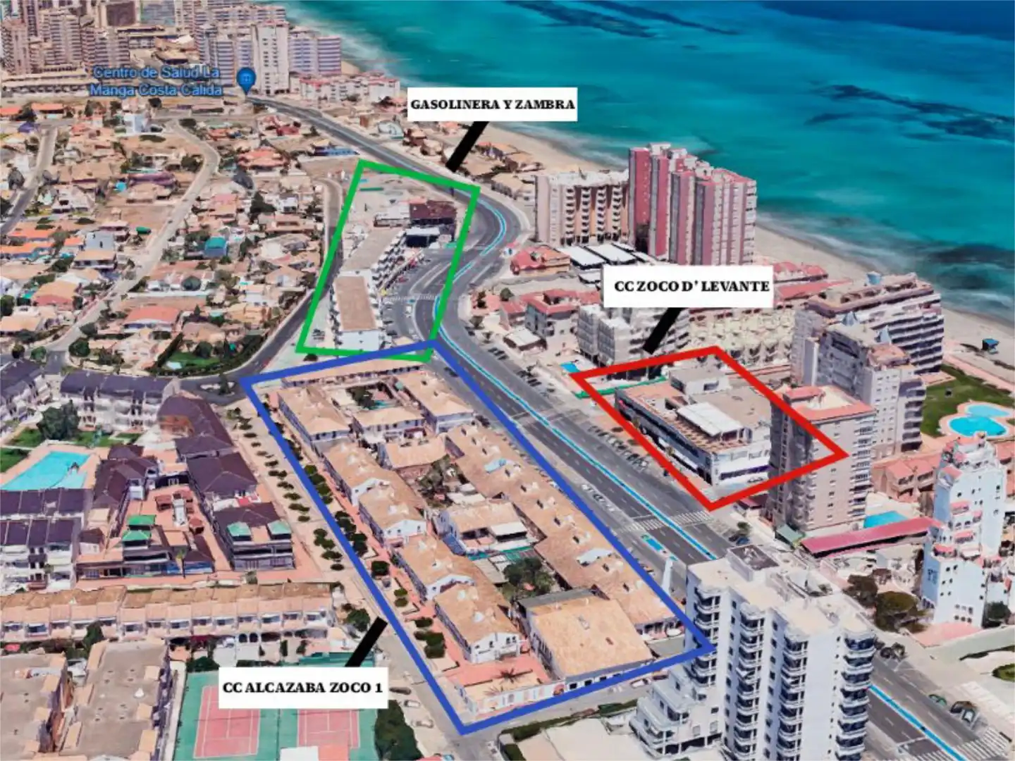 Außenansicht von Geschaftsraum zur Miete in La Manga del Mar Menor mit Klimaanlage, Heizung und Parkett
