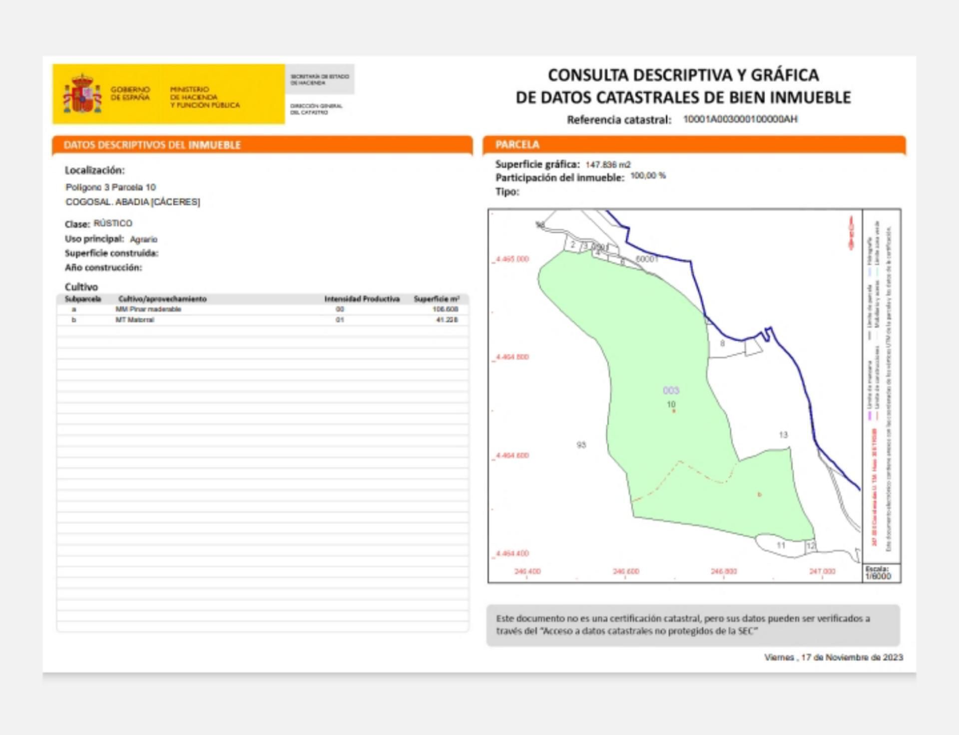 Land for sale in Abadía