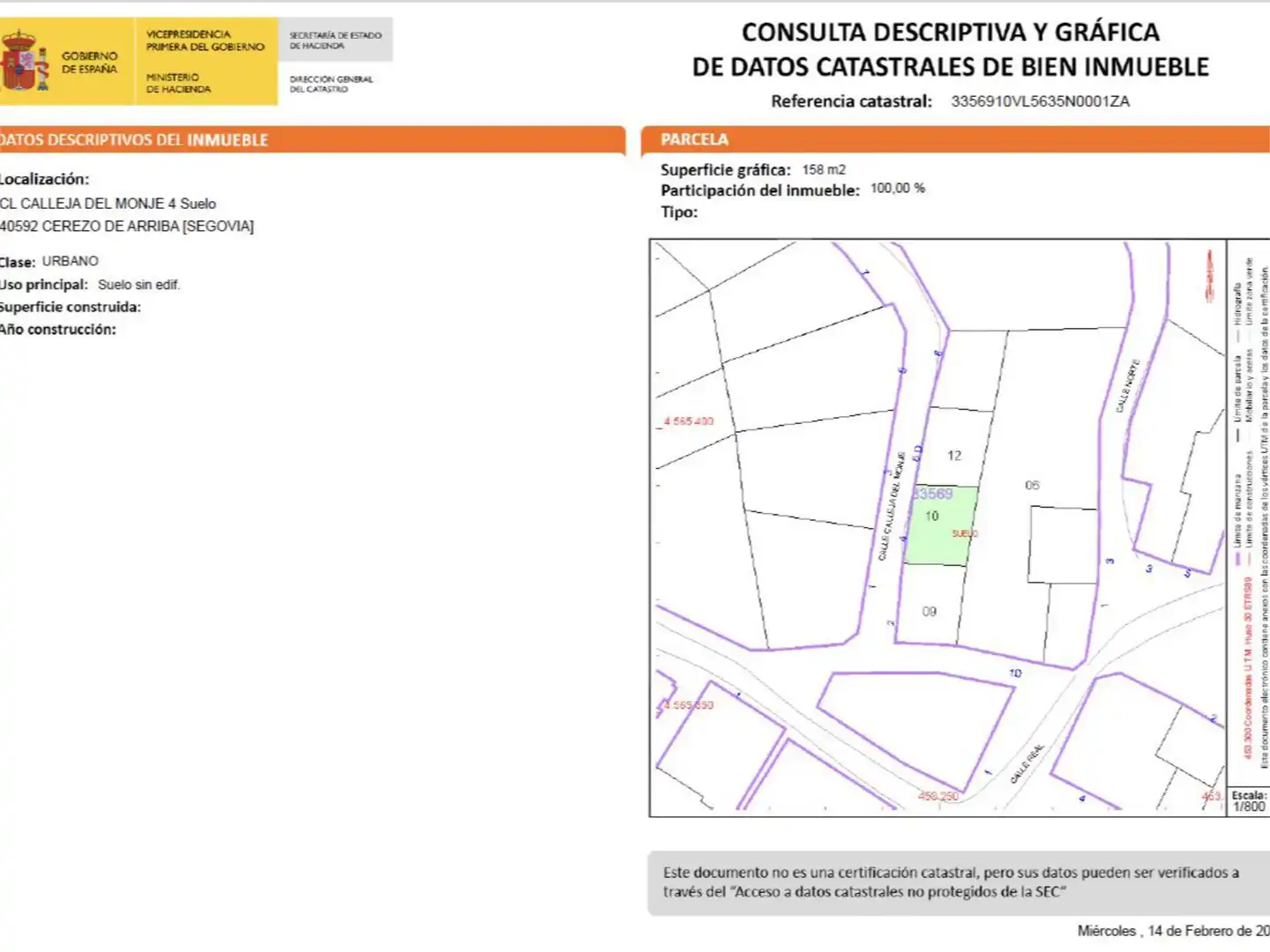 Terreno en venta en Cerezo de Arriba