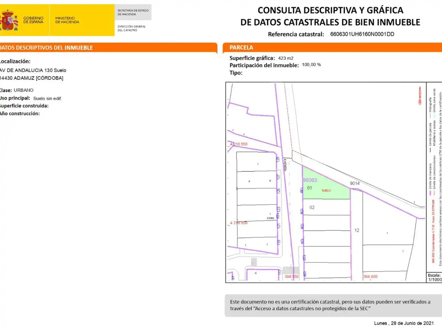 Urbanizable en venta en Calle Ramon y Cajal, 13, Adamuz Urbanizable en venta en Adamuz