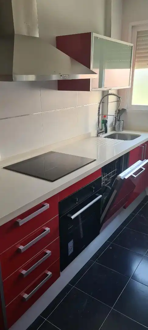 Kitchen of Flat for rent in Granada  with Air Conditioner, Private garden and Furnished
