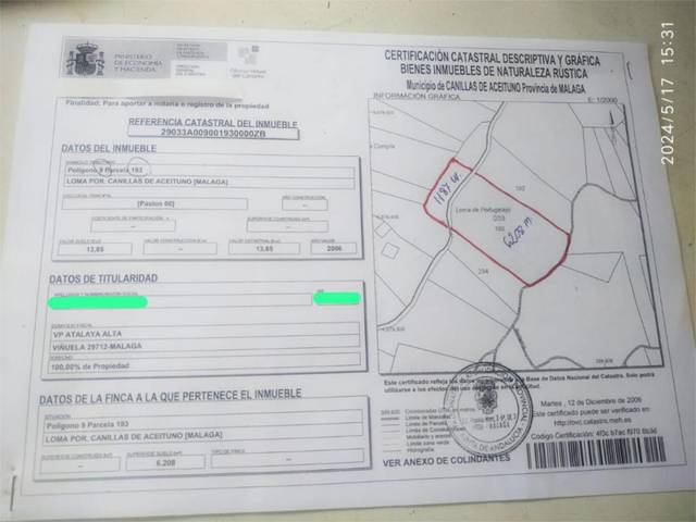 Terreno en Venta en Barriada Portugalejo, 33 en Canillas de Aceituno