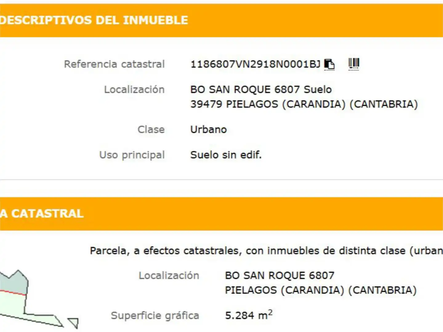 Terreno en venta en Barrio San Roque, 18, Carandía Vista exterior de Terreno en venta en Piélagos