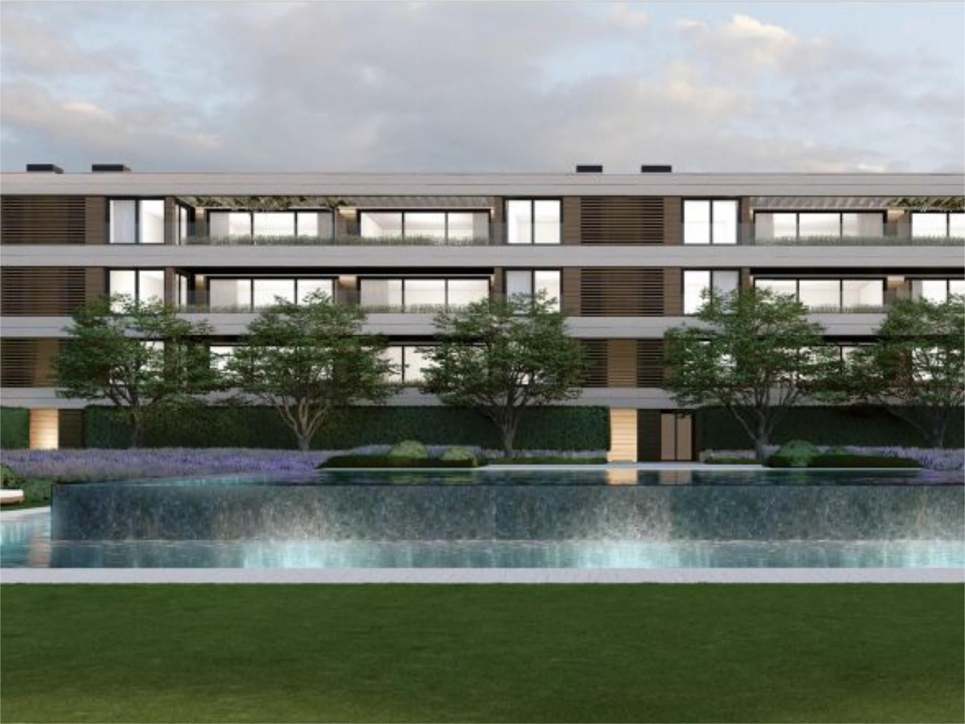 Exterior view of Flat for sale in La Moraleja  with Air Conditioner, Terrace and Swimming Pool