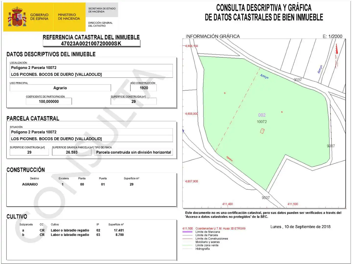 Terreno en venta en Bocos de Duero