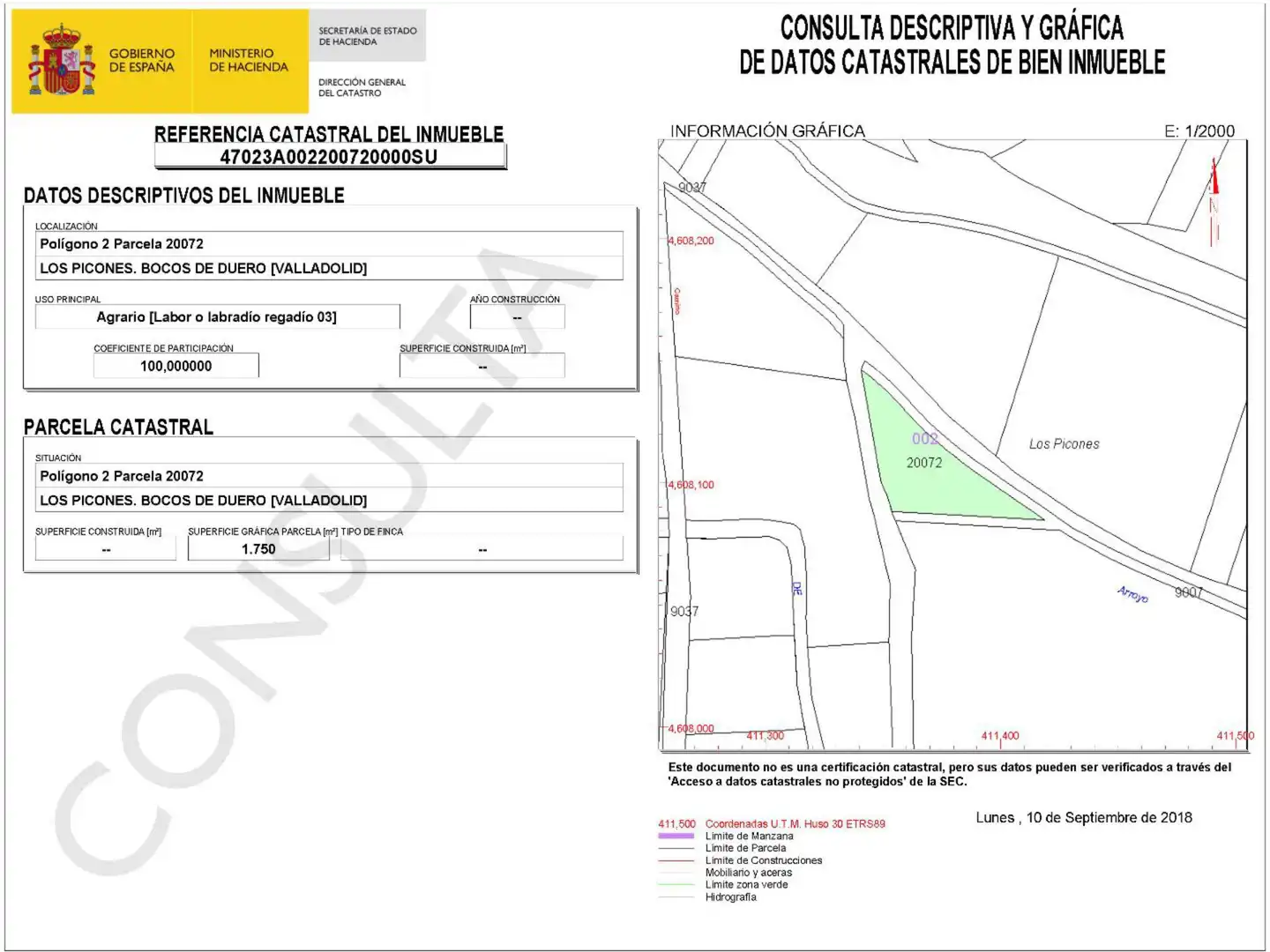 Terreno en venta en Bocos de Duero