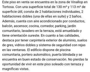 Aparcament de Pis en venda en Tortosa amb Aire condicionat, Terrassa i Balcó