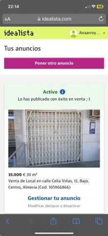 Local comercial en Venta en Calle Celia Viñas, 8 en Ciudad Jardín - Tagarete - El Zapillo