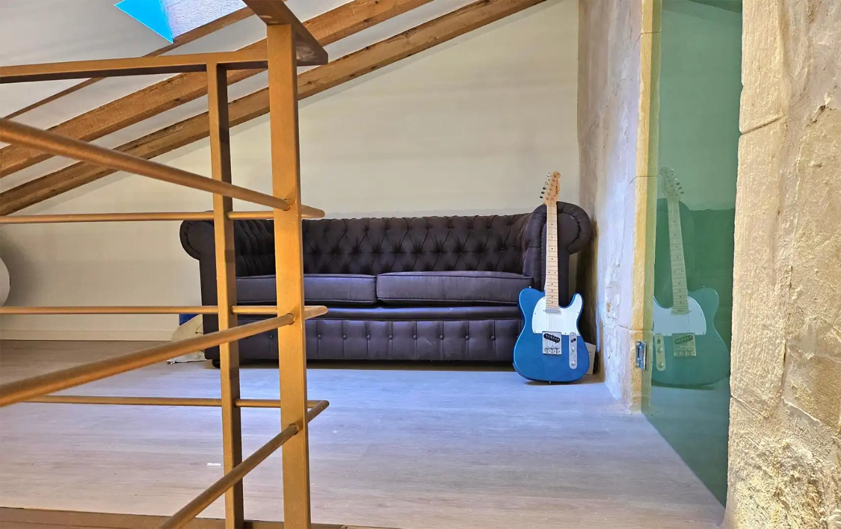 Wohnzimmer von Einfamilien-Reihenhaus zum Verkauf in Ses Salines mit Klimaanlage und Terrasse