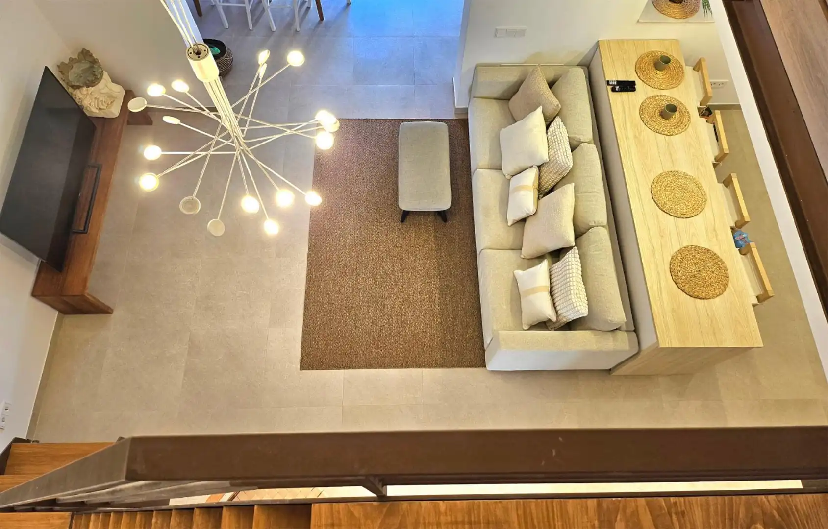 Wohnzimmer von Einfamilien-Reihenhaus zum Verkauf in Ses Salines mit Klimaanlage und Terrasse